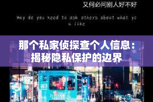 那个私家侦探查个人信息：揭秘隐私保护的边界