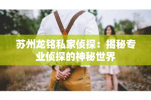 苏州龙铭私家侦探：揭秘专业侦探的神秘世界